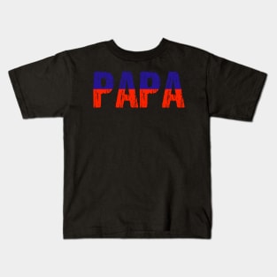 Papa Haitian Creole Dad Father Haiti Flag Distressed Kids T-Shirt